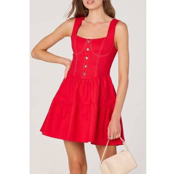 ASTR The Label Tiered Stitch Detail Mini Dress New! - Picture 7 of 13
